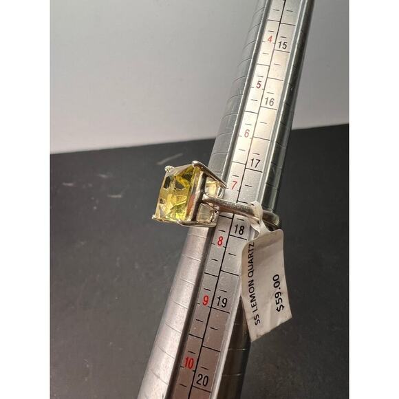 NEW Princess cut lemon quartz sterling silver ring size 7 - Picture 10 of 11